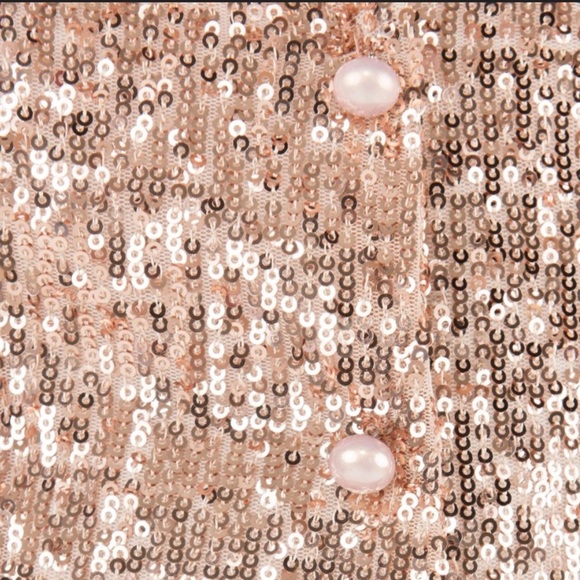 Maje Rose Gold Sequin Button Down Blouse Top Jacket Cardigan Metallic Size L/XL - Picture 4 of 14